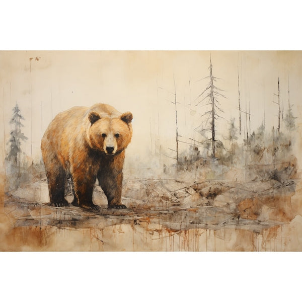 Ours Peinture Fourchette, art mural décoration nature