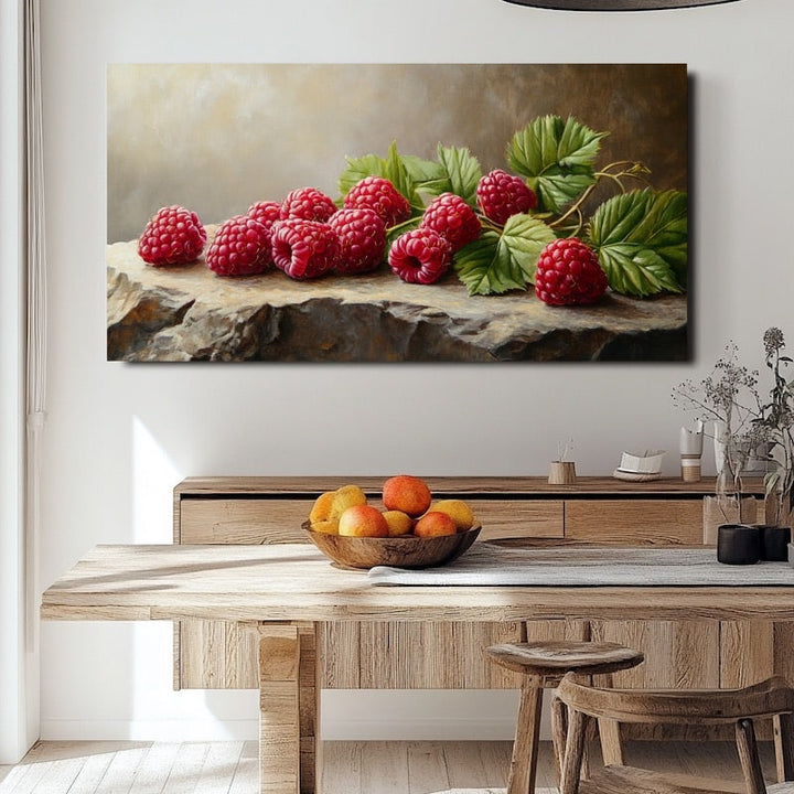 Peinture Framboise, art mural décoration nature