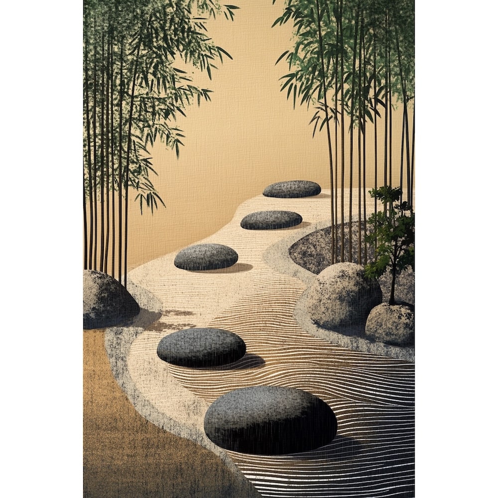 Peinture Galet Jardin, art mural décoration nature