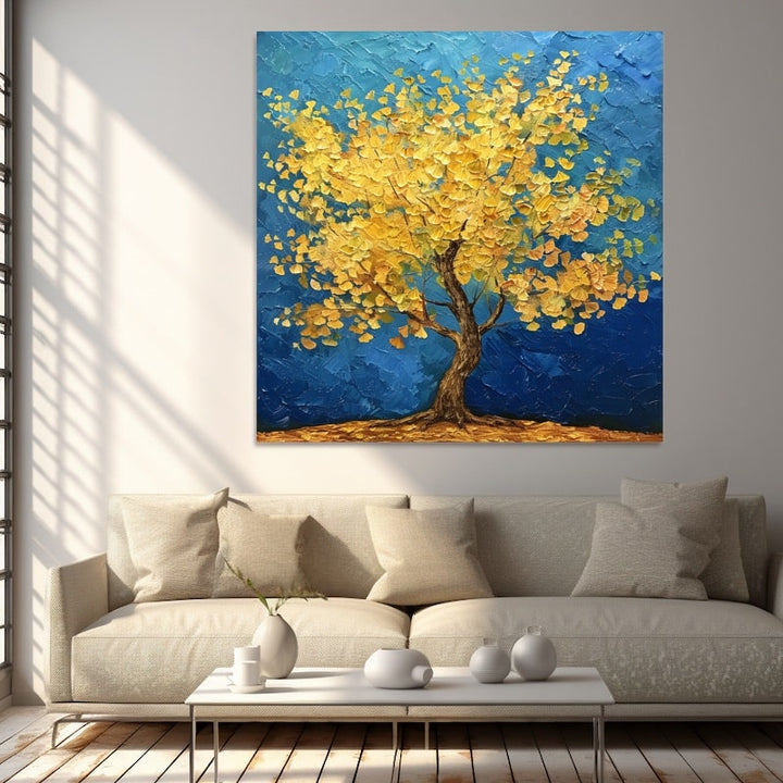 Peinture Ginkgo, art mural décoration nature