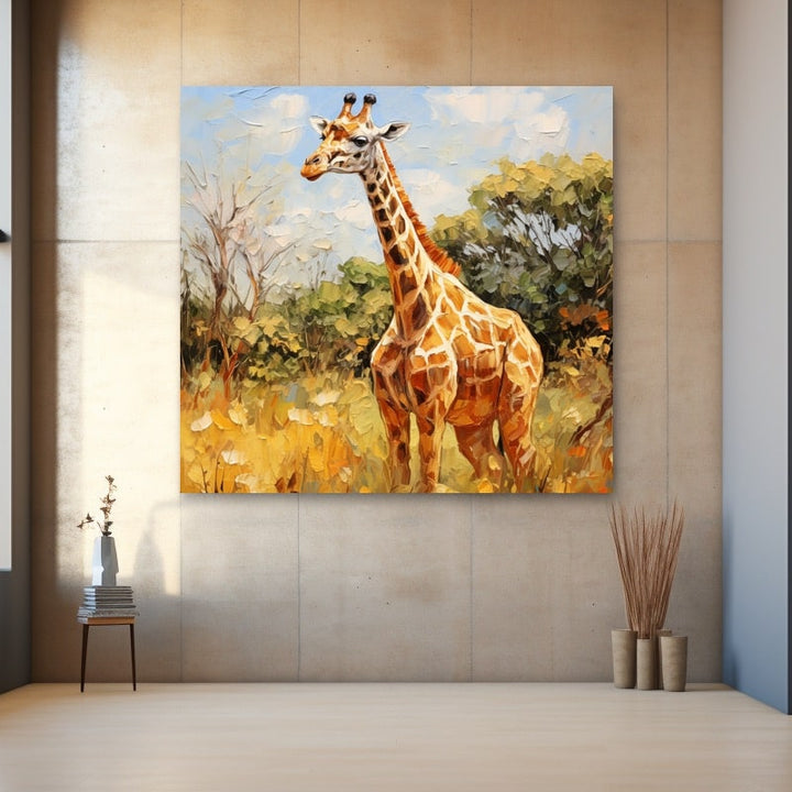 Peinture Girafe, art mural décoration nature