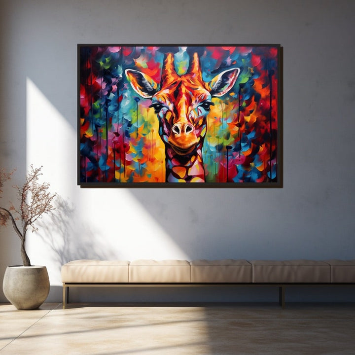 Peinture Girafe Abstraite, art mural décoration nature