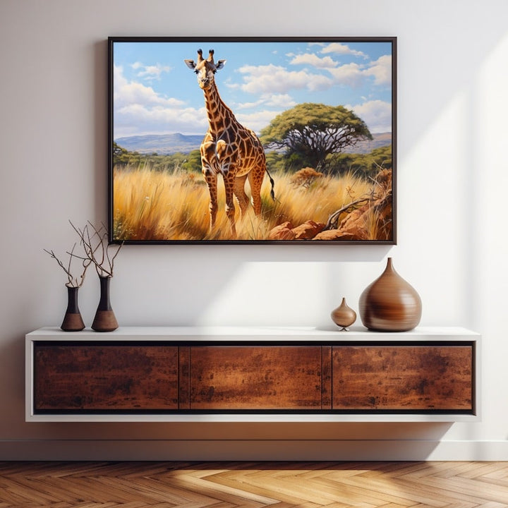 Peinture Girafe Afrique, art mural décoration nature