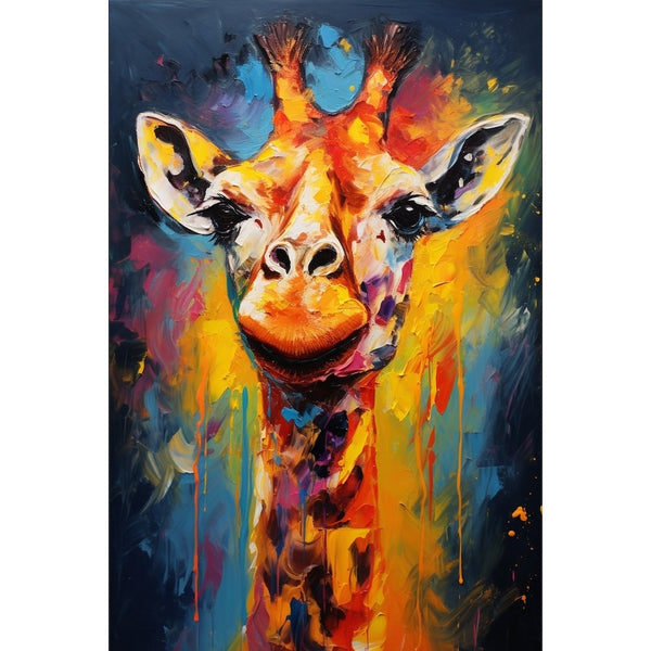 Tableau Peinture Girafe Colorée, art mural décoration nature