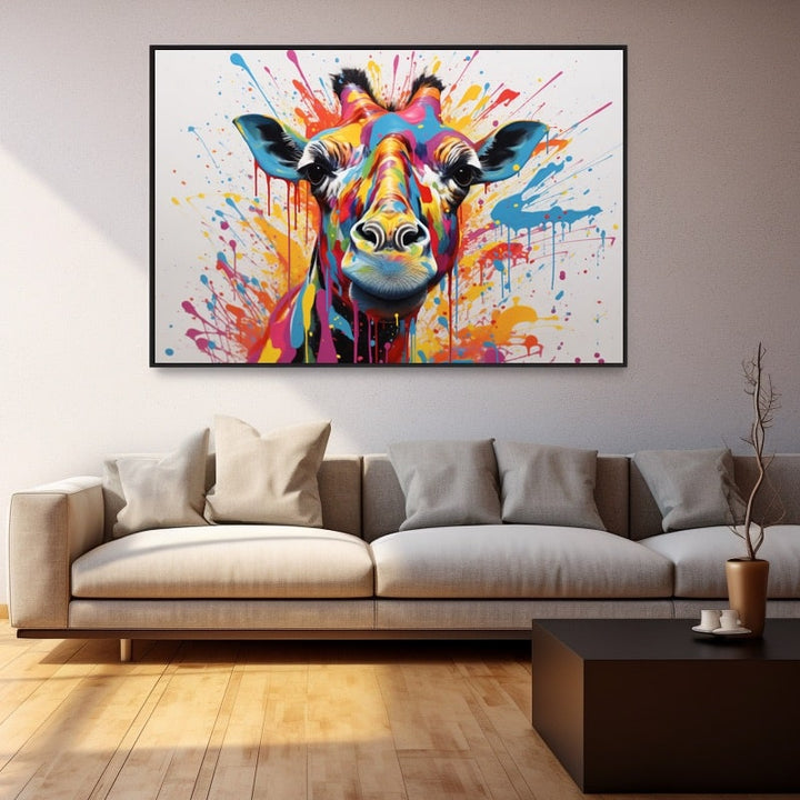 Peinture Girafe Couleur, art mural décoration nature