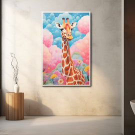Peinture Girafe Maternelle, art mural décoration nature