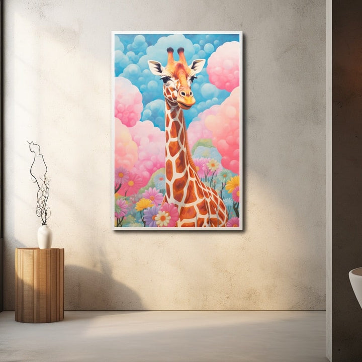 Peinture Girafe Maternelle, art mural décoration nature