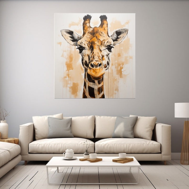 Peinture Girafe Moderne, art mural décoration nature