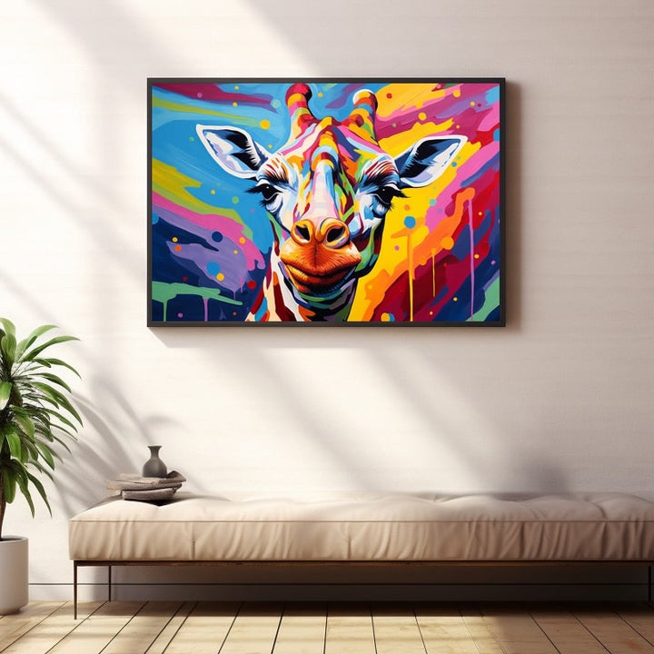 Peinture Girafe Pop Art, art mural décoration nature