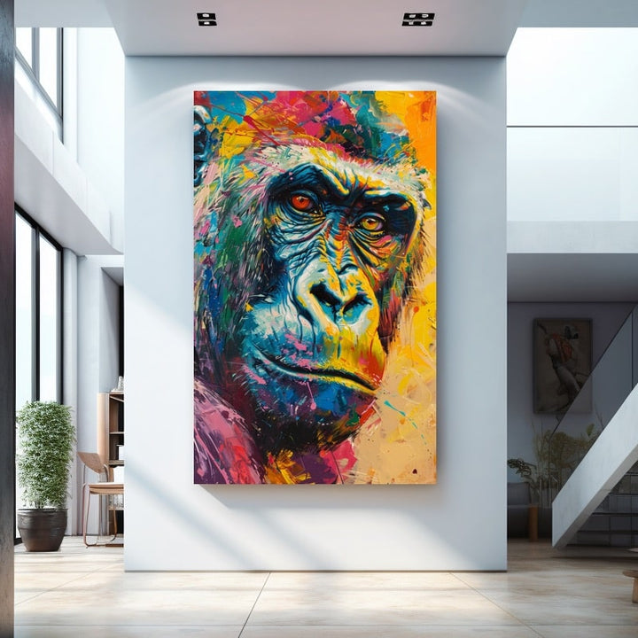 Peinture Gorille Couleur, art mural décoration nature