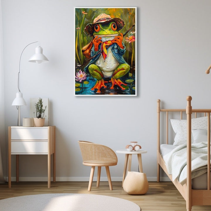 Peinture Grenouille Rigolote, art mural décoration nature