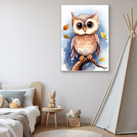 Peinture Hibou Maternelle, art mural décoration nature