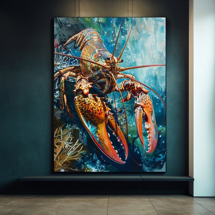 Peinture Homard, art mural décoration nature