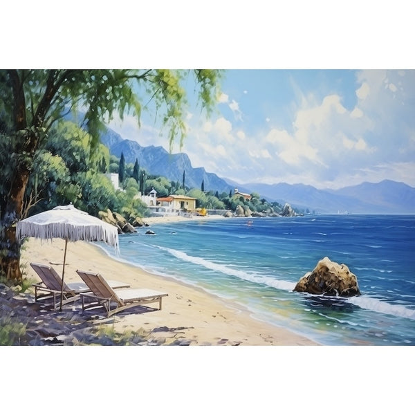 Peinture Bord de Mer en Été, art mural décoration nature