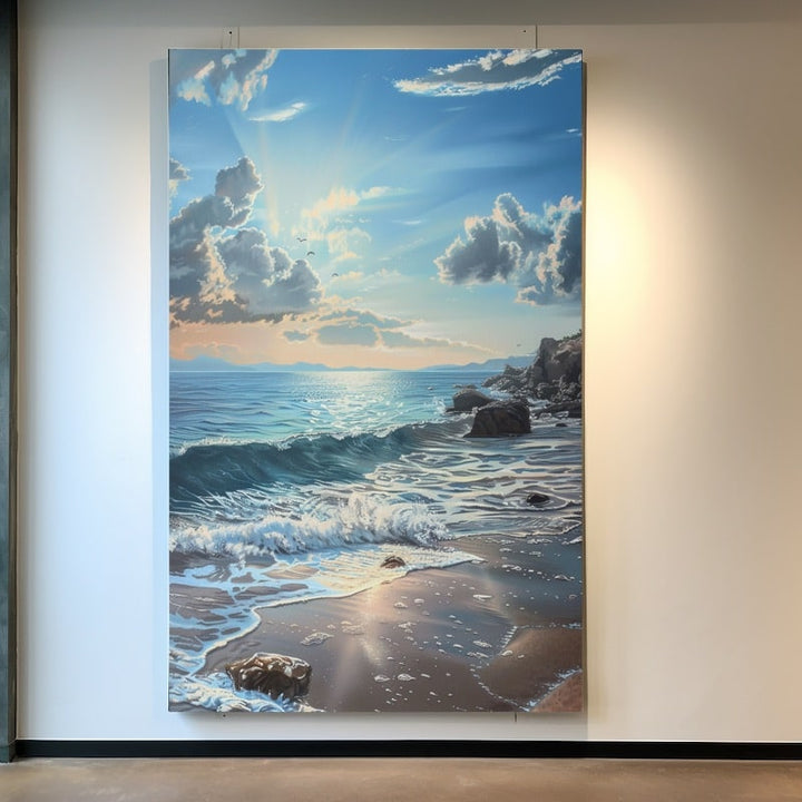 Peinture Huile Bord de Mer, art mural décoration nature