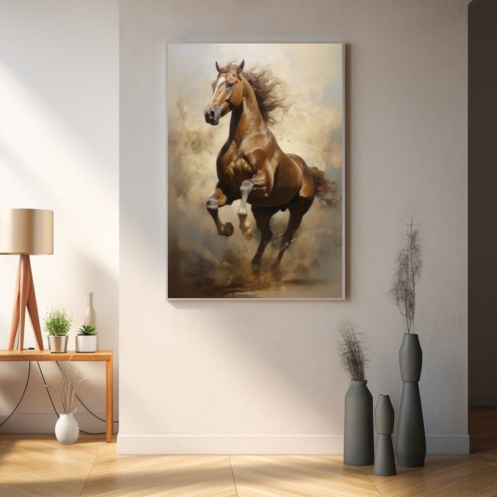 Peinture Huile Cheval, art mural décoration nature
