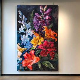 Peinture Huile Fleurs, art mural décoration nature