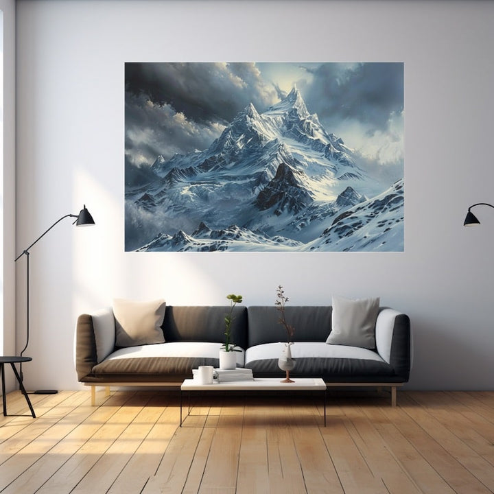 Peinture Sommet sous un Ciel Dramatique, art mural décoration nature