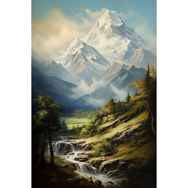 Tableau Peinture Huile Montagne, art mural décoration nature