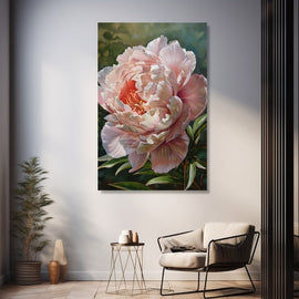 Peinture Huile Pivoine, art mural décoration nature