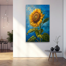 Peinture Huile Tournesol, art mural décoration nature