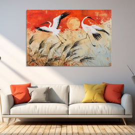 Peinture Japonaise Oiseaux, art mural décoration nature