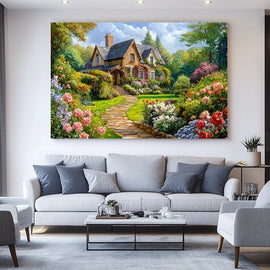 Peinture Jardin Anglais, art mural décoration nature