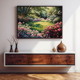 Peinture Jardin Fleuri, art mural décoration nature