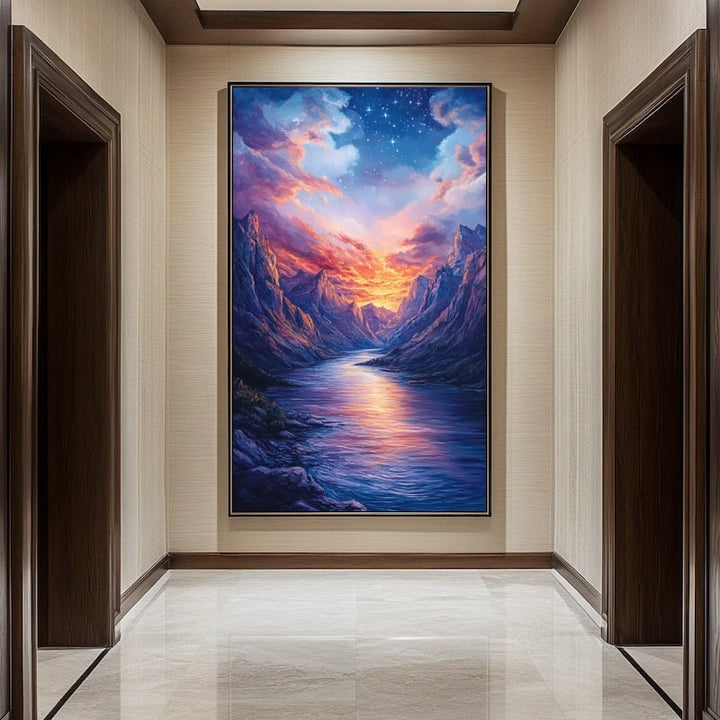Peinture Jour et Nuit, art mural décoration nature