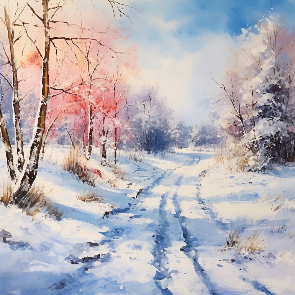 Peinture Journée d'Hiver Ensoleillée, art mural décoration nature