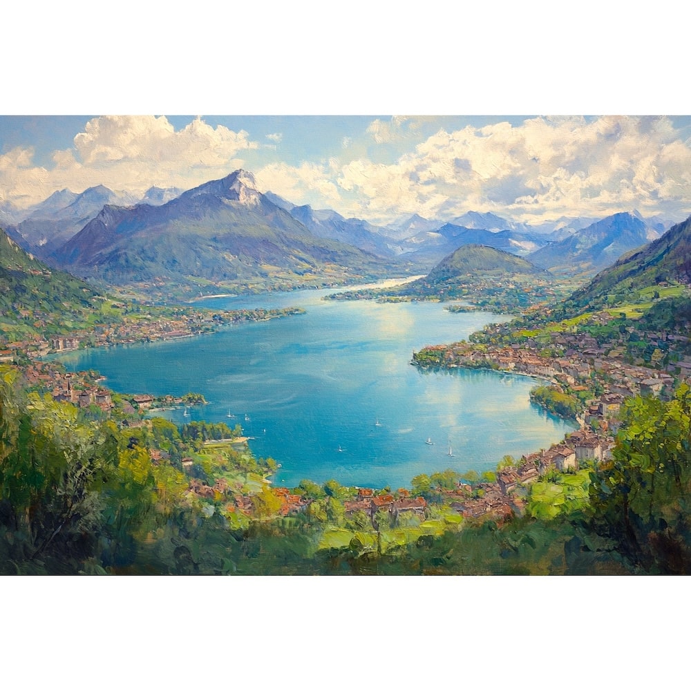 Peinture Lac du Bourget, art mural décoration nature