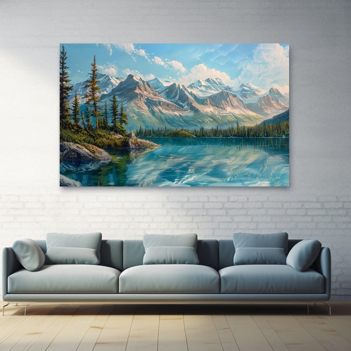 Peinture Lac de Montagne, art mural décoration nature