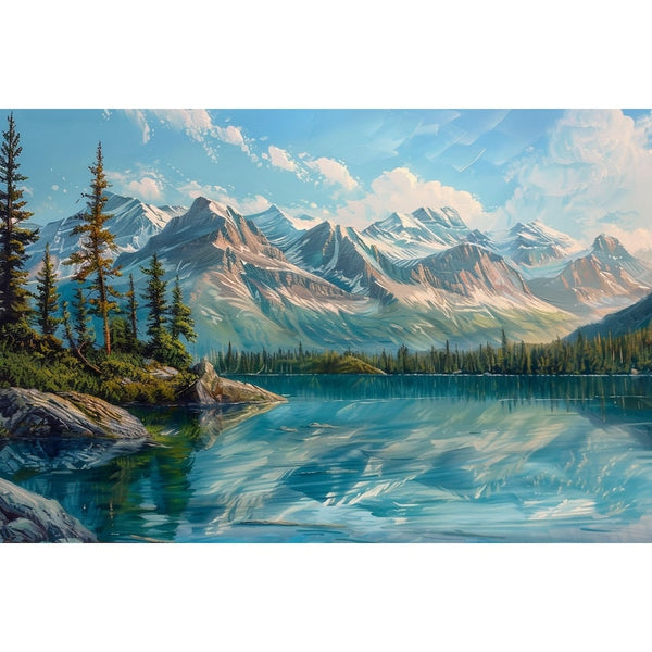 Peinture Lac de Montagne, art mural décoration nature