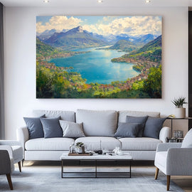 Peinture Lac du Bourget, art mural décoration nature