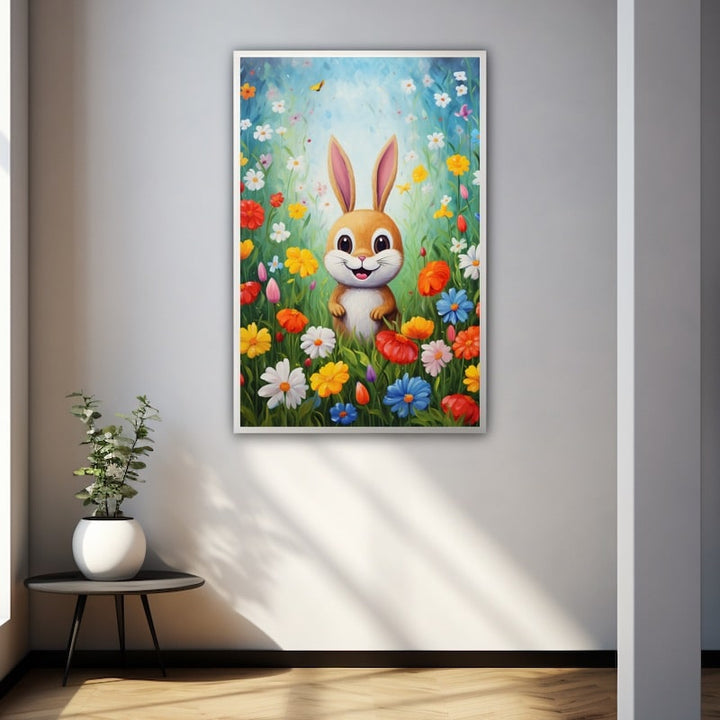 Peinture Lapin Maternelle, art mural décoration nature