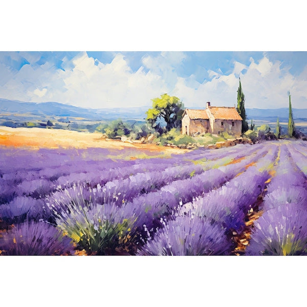 Peinture de Lavande, art mural décoration nature