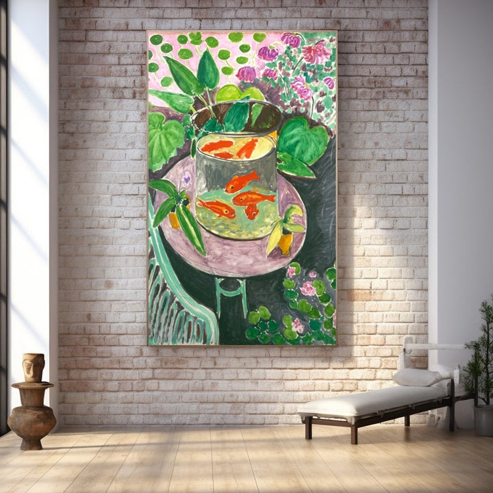 Peinture les Poissons Rouges, art mural décoration nature