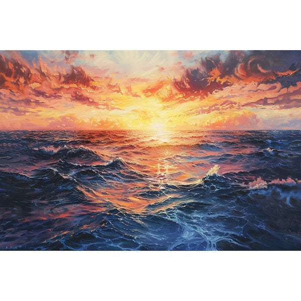 Peinture Lever de Soleil sur la Mer, art mural décoration nature