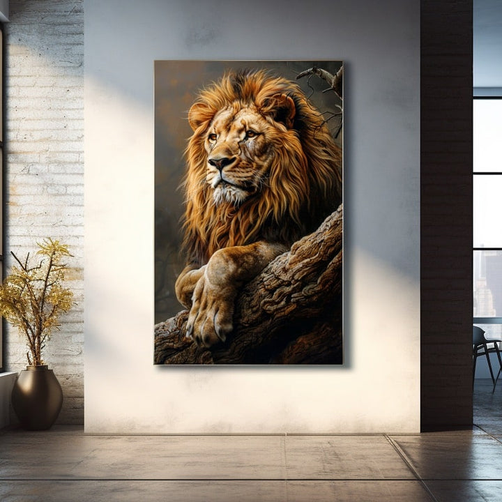 Peinture Lion, art mural décoration nature