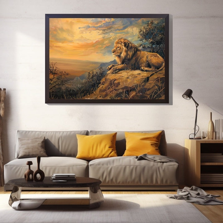 Peinture Lion Acrylique, art mural décoration nature