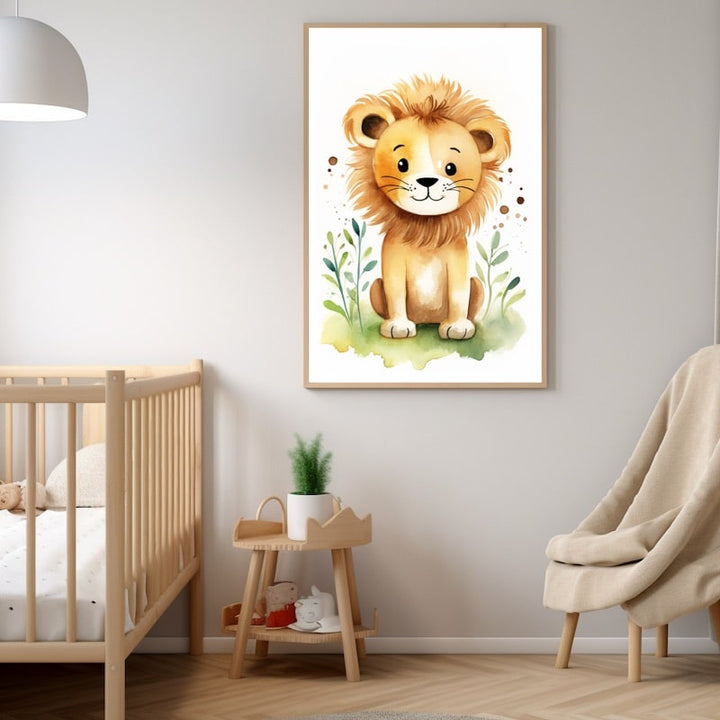 Peinture Lion Maternelle, art mural décoration nature