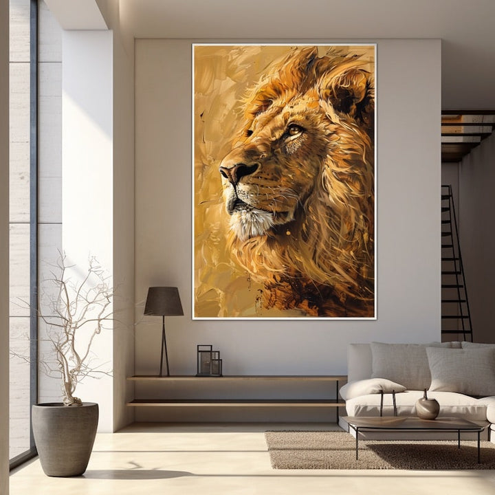 Peinture Lion Moderne, art mural décoration nature