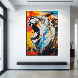 Peinture Lion Pop Art, art mural décoration nature
