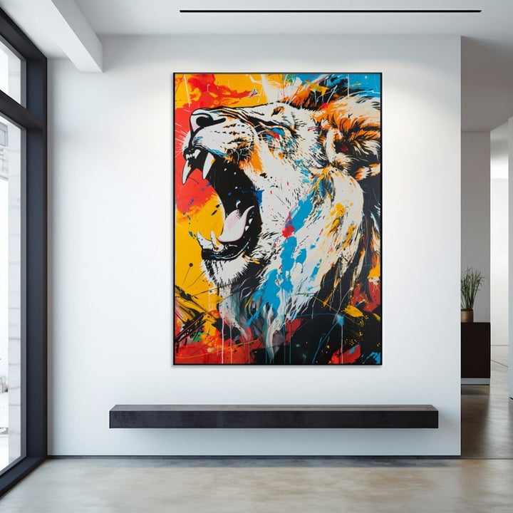 Peinture Lion Pop Art, art mural décoration nature