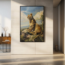 Peinture Lionne, art mural décoration nature
