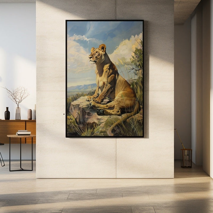 Peinture Lionne, art mural décoration nature