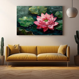 Peinture Lotus, art mural décoration nature