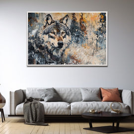 Peinture Loup Abstrait, art mural décoration nature