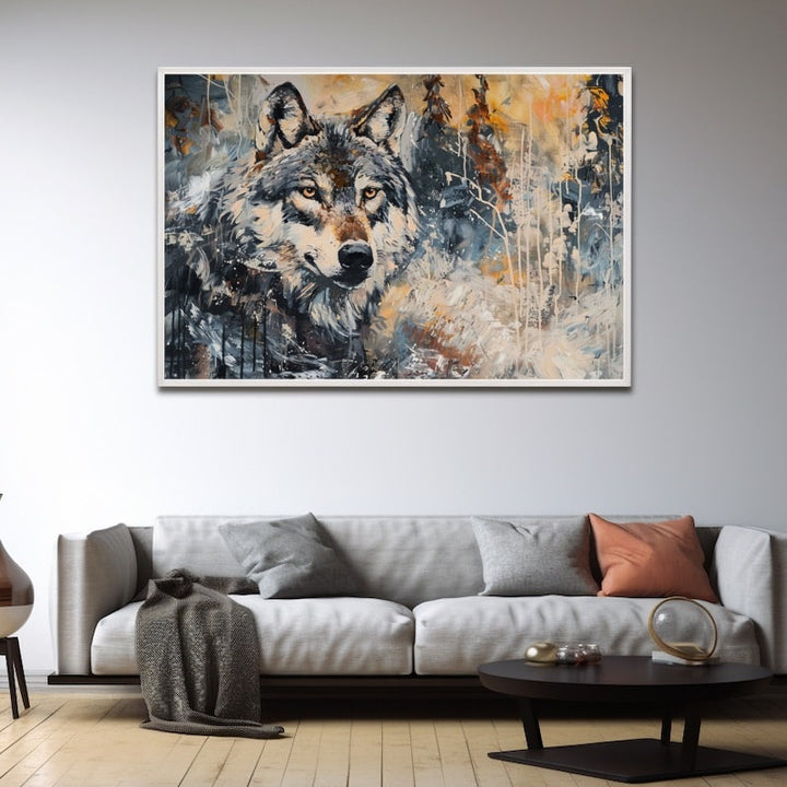 Peinture Loup Abstrait, art mural décoration nature