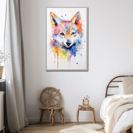 Peinture Loup Maternelle, art mural décoration nature